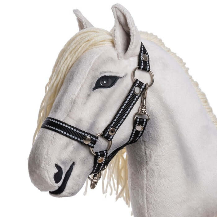 Halter for PRO hobby horses Size: M, L, XL Color: Black reflectors on horse