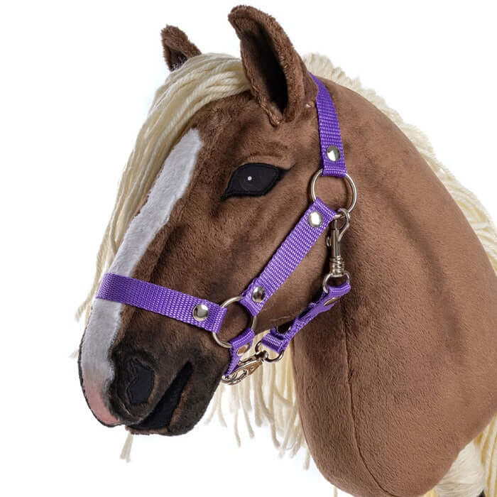 Halter for Hobby Horse With Reins Red / Black Leather 